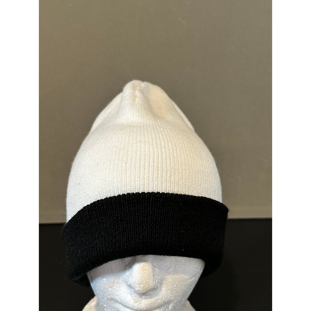 Disney Nightmare Before Christmas Beanie Hat White Black Knit Cuffed One Size